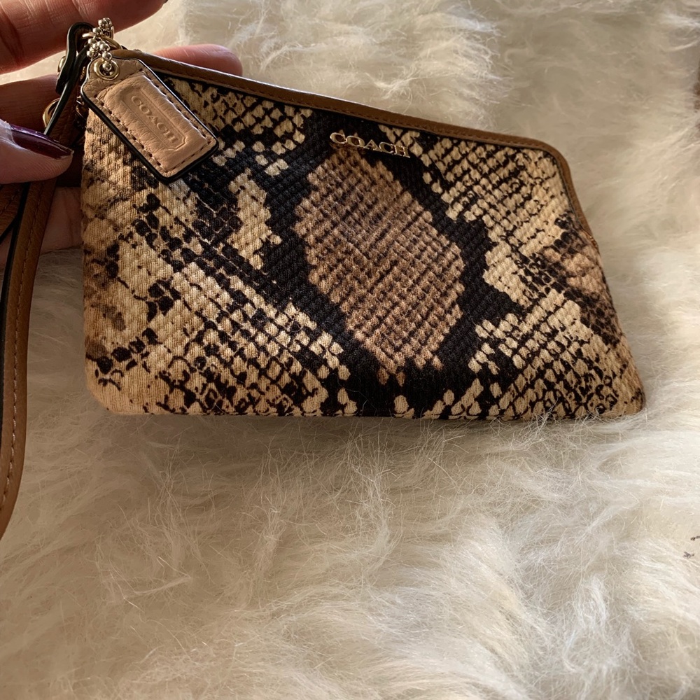 Coach fabric and leather wristlet